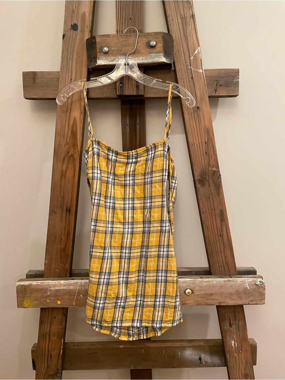 Tobi Yellow Plaid Spaghetti Strap Cami